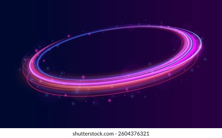 Glowing Neon Energy Rings: A Futuristic Fusion of Radiant Light Trails and Luminous Circular Shapes Creating a Hypnotic Digital Aesthetic in a Sci-Fi-Inspired Dark Cosmic Space.
