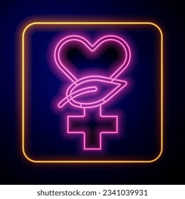 Glühende Neon Ethnoscience Symbol einzeln auf schwarzem Hintergrund. Gartenarbeit, Ethnowissenschaft und biologisches Konzept.  Vektorgrafik