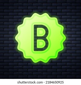 Glowing Neon Exam Paper With Incorrect Answers Survey Icon Isolated On Brick Wall Background. Bad Mark Of Test Results.  Vector