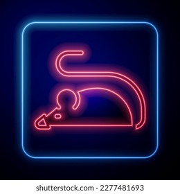 Glowing neon Experimental mouse icon isolated on black background.  Vector