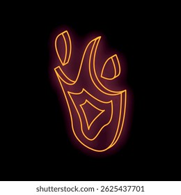Glowing neon fire burning brightly with orange flames against a dark backdrop, creating a vibrant and eye catching display