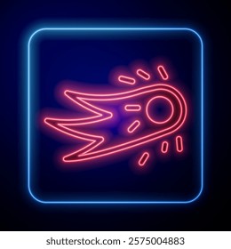 Glowing neon Fireball icon isolated on black background.  Vector