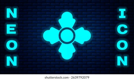 Glowing neon Firefighter icon isolated on brick wall background.  Vector
