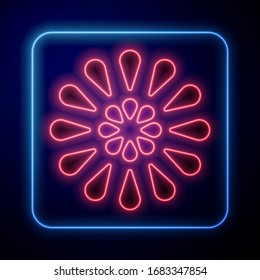 Glowing neon Firework icon isolated on blue background. Concept of fun party. Explosive pyrotechnic symbol.  Vector Illustration