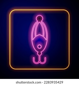 Glowing neon Fishing lure icon isolated on black background. Fishing tackle.  Vector