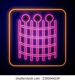 Glowing neon Fishing net pattern icon isolated on black background. Fishing tackle.  Vector