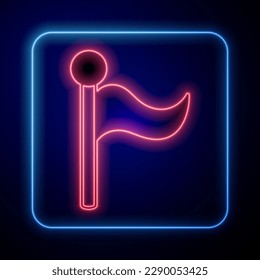 Glowing neon Flag icon isolated on black background. Location marker symbol.  Vector