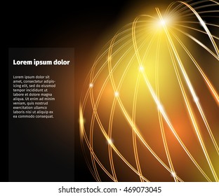 Glowing neon flowing lines. Trail light effect. Vector abstract background with flying design elements.