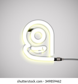 Glowing neon font 'g', vector