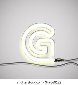 Glowing neon font 'G', vector