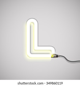 Glowing neon font 'L', vector