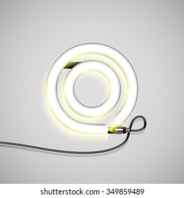 Glowing neon font 'O', vector