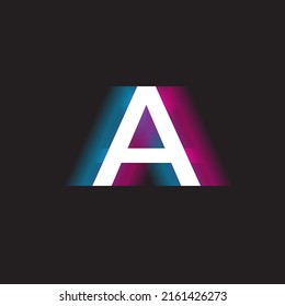 Glowing neon font. Retro text effect. Latin letters from A to Z . Pink to light blue gradient light.