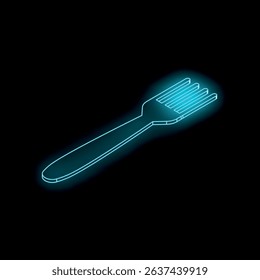 Glowing neon fork rendered in blue on a dark background