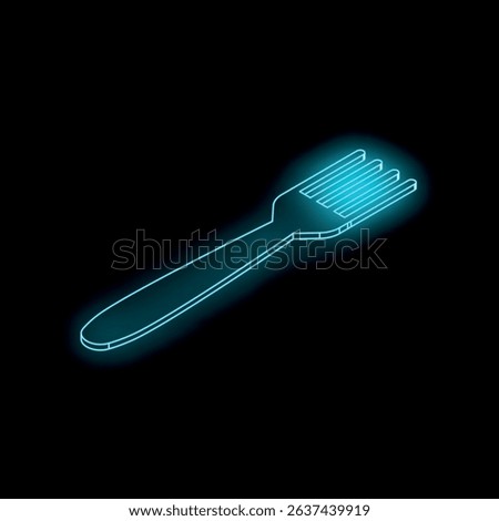 Glowing neon fork rendered in blue on a dark background