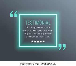 glowing neon frame with commas for testimony communication dialogue vector