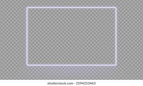 Glowing Neon Frame with Soft Light on Transparent Background