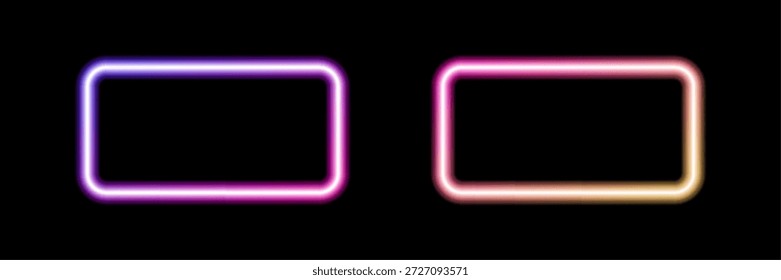 Leuchtende Neonrahmen mit leuchtend rosa und violetten Lichteffekten, futuristisches Portal-Gateway, lebendige und LED-Beleuchtungsrand, abstrakte Vektorrahmenzusammensetzung.  