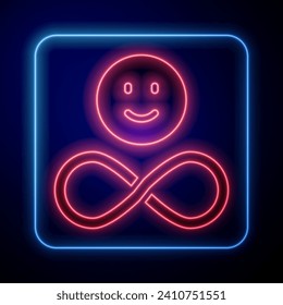 Glowing neon Friends forever icon isolated on black background. Everlasting friendship concept.  Vector