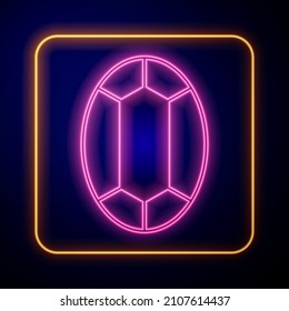 Leuchtendes Neon Gem Stein Symbol einzeln auf schwarzem Hintergrund. Schmucksymbol. Diamant.  Vektorgrafik