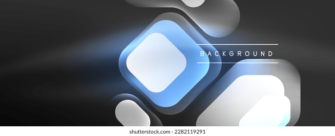 Glowing neon geometric elements abstract background. Neon light or laser show, electric impulse, power lines, techno quantum energy impulse, magic glowing dynamic lines