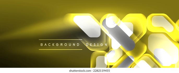 Glowing neon geometric elements abstract background. Neon light or laser show, electric impulse, power lines, techno quantum energy impulse, magic glowing dynamic lines