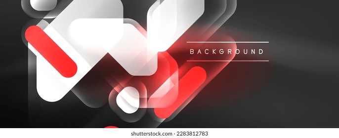 Glowing neon geometric elements abstract background. Neon light or laser show, electric impulse, power lines, techno quantum energy impulse, magic glowing dynamic lines