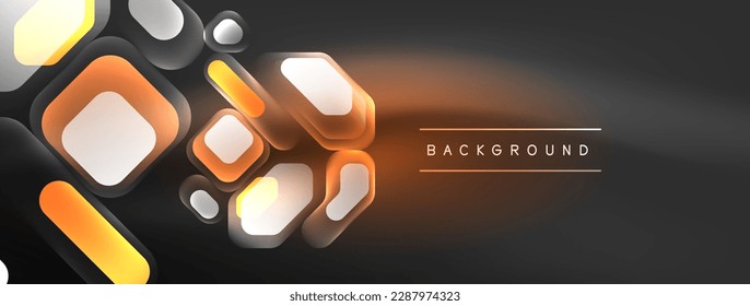 Glowing neon geometric elements abstract background. Neon light or laser show, electric impulse, power lines, techno quantum energy impulse, magic glowing dynamic lines