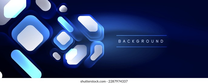 Glühende neonische geometrische Elemente abstrakter Hintergrund. Neonlicht- oder Lasershow, elektrische Impulse, Stromleitungen, Techno-Quantenenergieimpuls, magische, dynamische Linien