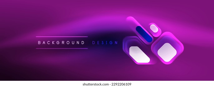Glowing neon geometric elements abstract background. Neon light or laser show, electric impulse, power lines, techno quantum energy impulse, magic glowing dynamic lines
