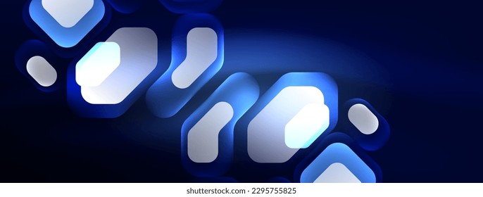 Glowing neon geometric elements abstract background. Neon light or laser show, electric impulse, power lines, techno quantum energy impulse, magic glowing dynamic lines