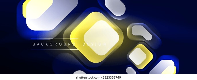 Glowing neon geometric elements abstract background. Neon light or laser show, electric impulse, power lines, techno quantum energy impulse, magic glowing dynamic lines