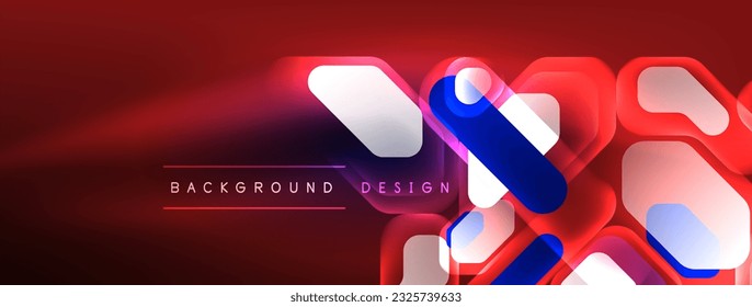 Glowing neon geometric elements abstract background. Neon light or laser show, electric impulse, power lines, techno quantum energy impulse, magic glowing dynamic lines