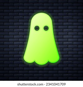 Icono de neón brillante aislado en un fondo de pared de ladrillo. Feliz fiesta de Halloween.  Vector