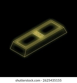 Glowing neon gold bar is shining on a black background