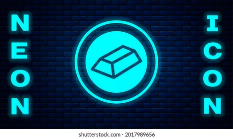 Glowing neon Gold bars icon isolated on brick wall background. Banking business concept.  Vector