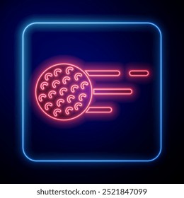 Glowing neon Golf ball icon isolated on black background.  Vector
