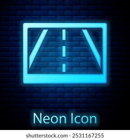 Dispositivo Gps neon brilhante com ícone de mapa isolado no fundo da parede de tijolo.  Vetor