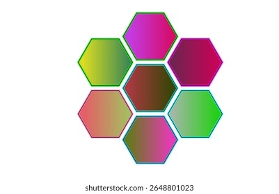 Brilhante Neon Gradiente Bordas hexagonais Estrutura de favo de mel para design de fundo, textura de cartaz têxteis imprimir sob demanda produtos digitais web 