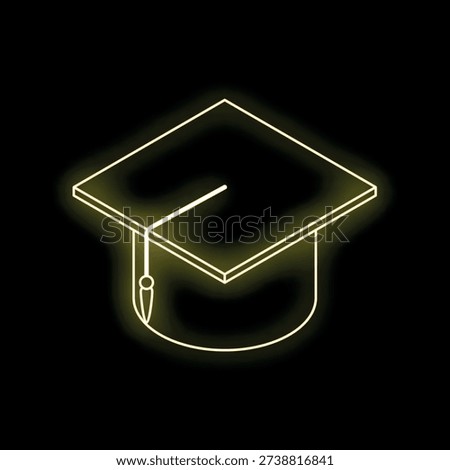Glowing neon graduation cap symbolizes education, knowledge, and the culmination of studies