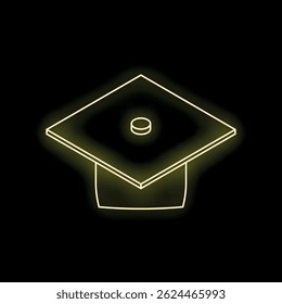 Gorra de graduación de neón brillante que simboliza el logro académico, el conocimiento y la culminación de los estudios