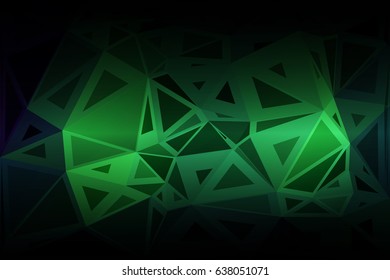 Glowing neon green abstract random sizes low poly geometric background