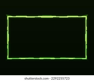 Glowing neon green futuristic stream overlay screen border frame template