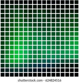 Glowing neon green vector abstract rounded corners tiles mosaic over white background square 