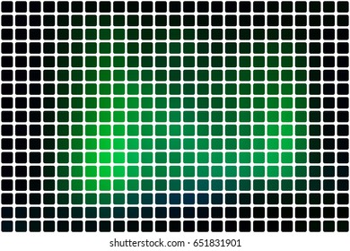 Glowing neon green vector abstract mosaic background with rounded corners square tiles over white