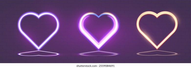 Glowing neon heart with vibrant pink and blue lights on background. Perfect for romantic, modern, or decorative design.