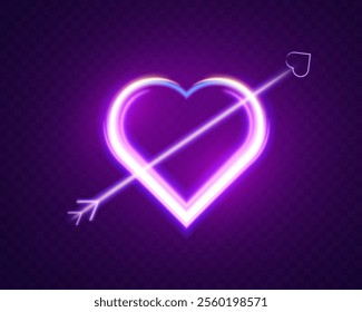 Glowing neon heart with vibrant pink and blue lights on background. Perfect for romantic, modern, or decorative design