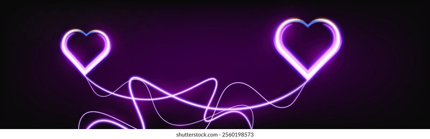 Glowing neon heart with vibrant pink and blue lights on background. Perfect for romantic, modern, or decorative design