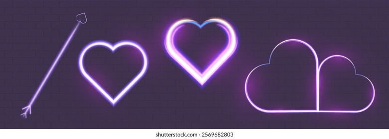 Glowing neon heart with vibrant pink and blue lights on background. Perfect for romantic, modern, or decorative design
