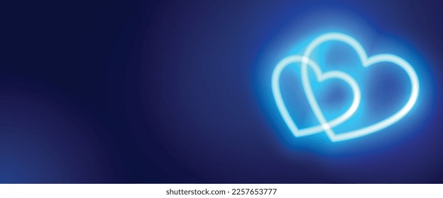 glowing neon hearts banner with text space for social media post vector 